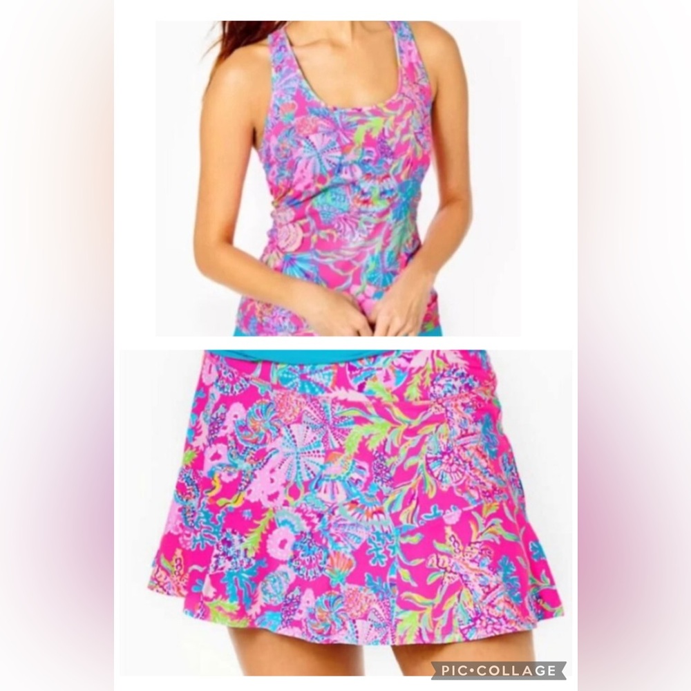 Lilly Pulitzer MINA BRA TANK & CORRINE SKORT SET in
SHELL ME SOMETHING GOOD.